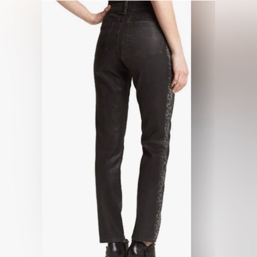NYDJ - black jeans with snake print side stripes. Slim cut and true to size. - Picture 2 of 15